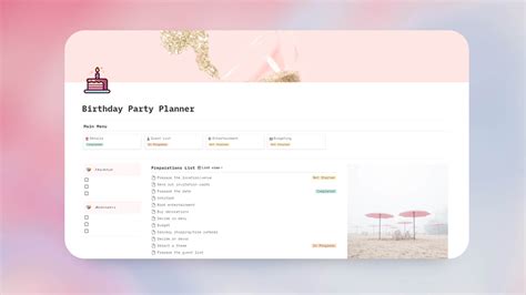 Notion Party Planning Template